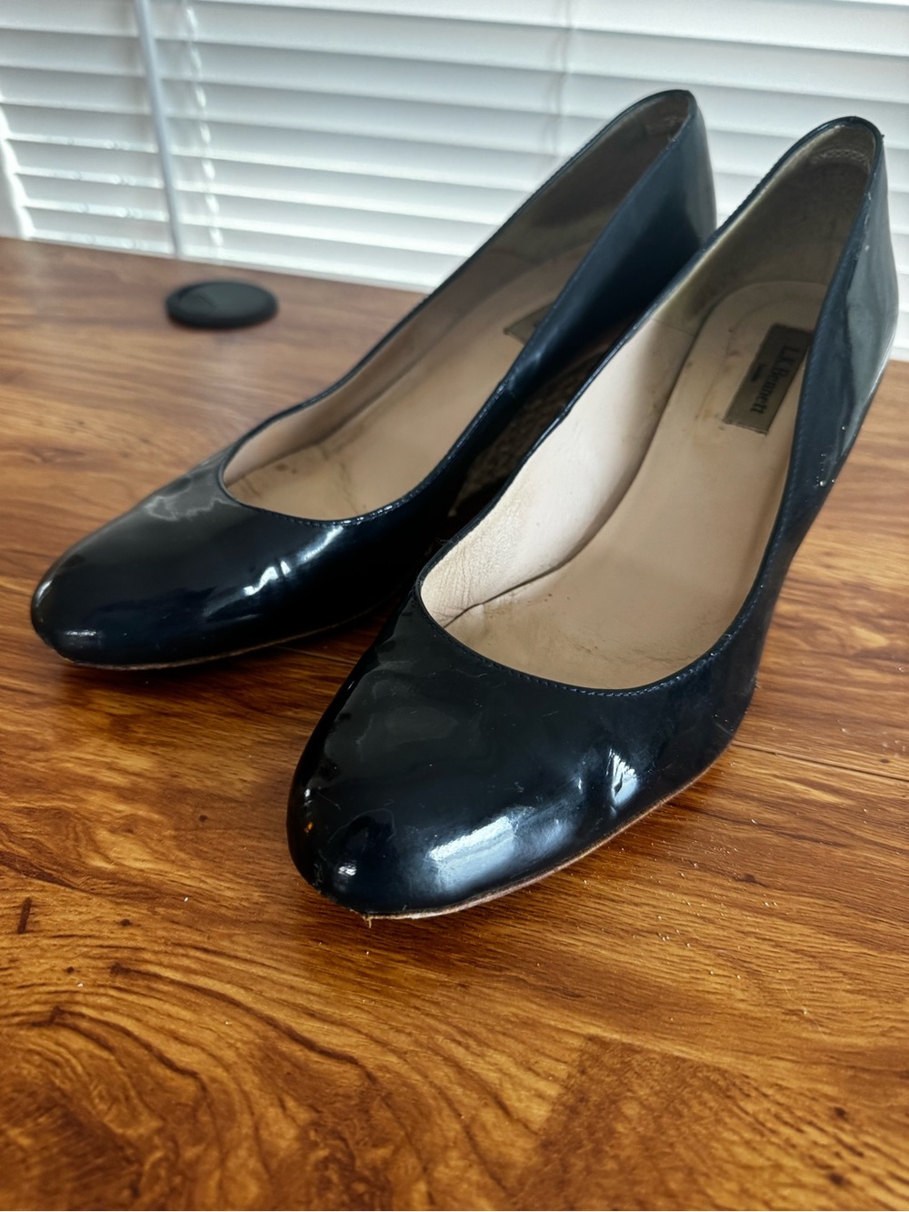 LK Bennett Navy Patent Leather Wedges